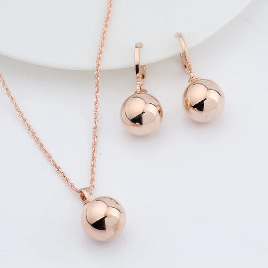 Irina New Arrivals 585 Rose Gold Color Spherical Ball Geometric  Dangle Earrings Set  Women Wedding Party Exquisite Jewelry Set